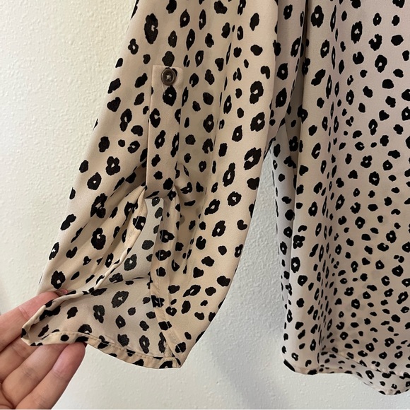 Lush Black and Cream Animal print blouse top shirt 1x career office - Picture 2 of 5